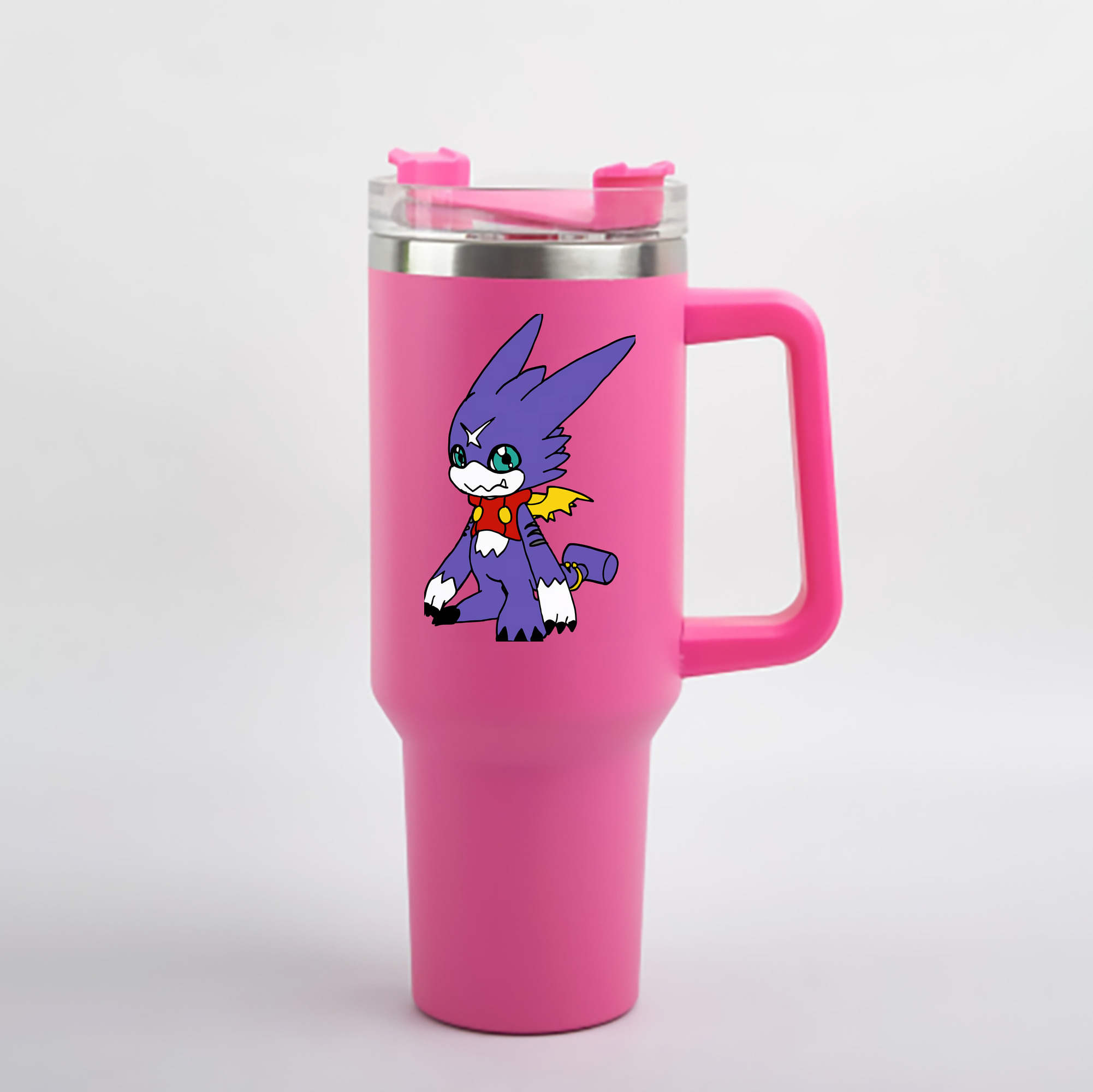（画像用） Digimon デジタルモンスター/デジモン 1200mL車用タンブラー - クリスタルステッカー（プラスチックストロー付き）